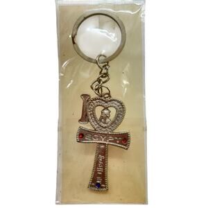Souvenir "I Love Egypt" New Key Ring Keychain Silvertone Red